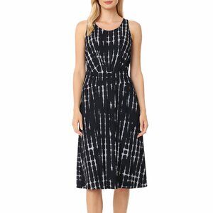 DKNY Elegant Blue and White Tie Dye Sleeveless Dress